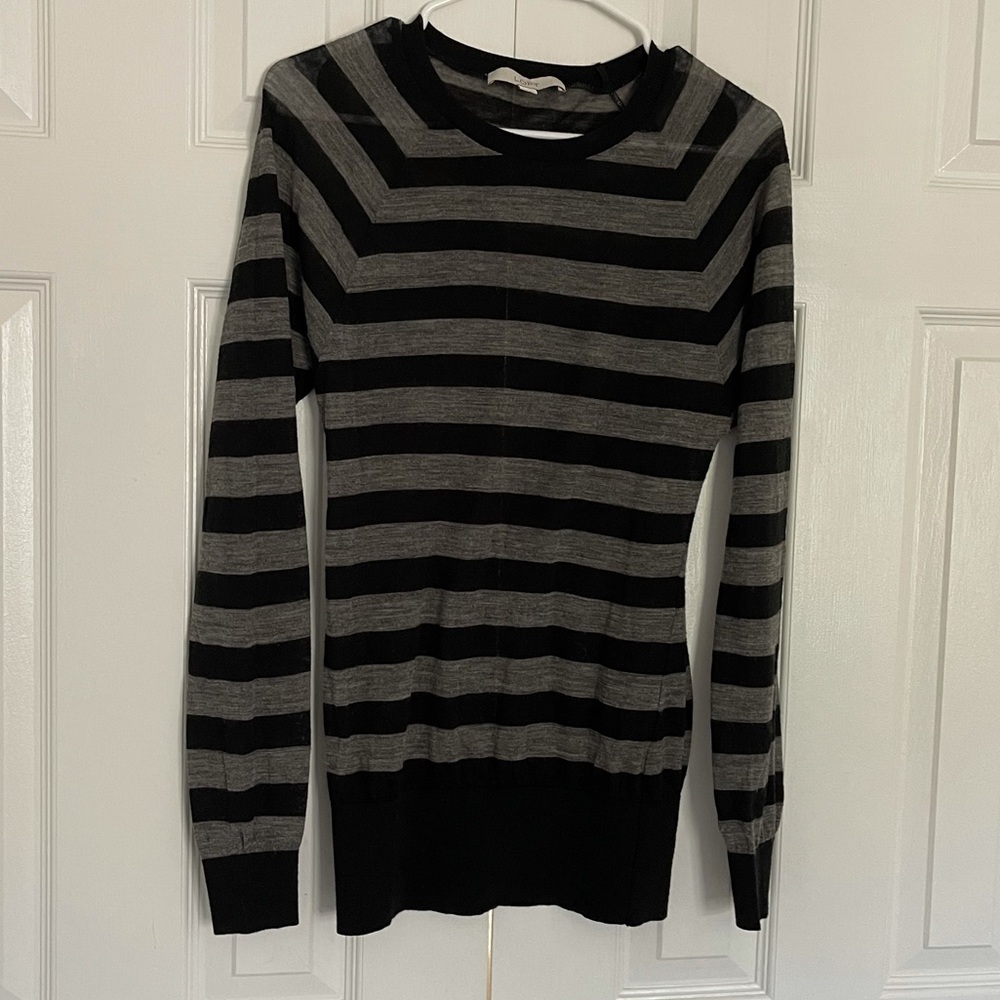 LOFT striped gray and black ladies top woman’s shirt size medium
